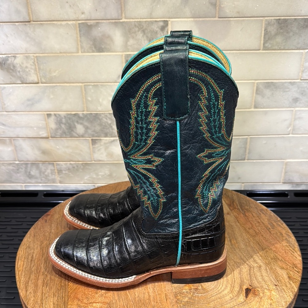 Macie Bean Black Boots with Turquoise Stitching